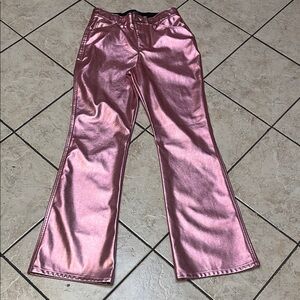 Wild Fable Metallic Pink Flare Pants 6 NWOT